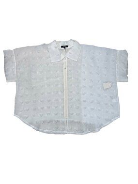 Lior Paris Eyelash Jacket OS White Wearable Art 3D Sheer Chiffon Blouse Teacher